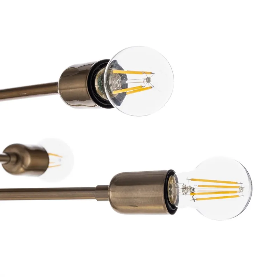 Loftlampe Flower 176, 6 lyskilder, guld antik