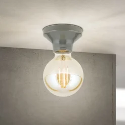 Loftlampe Frost, grå, keramik, E27