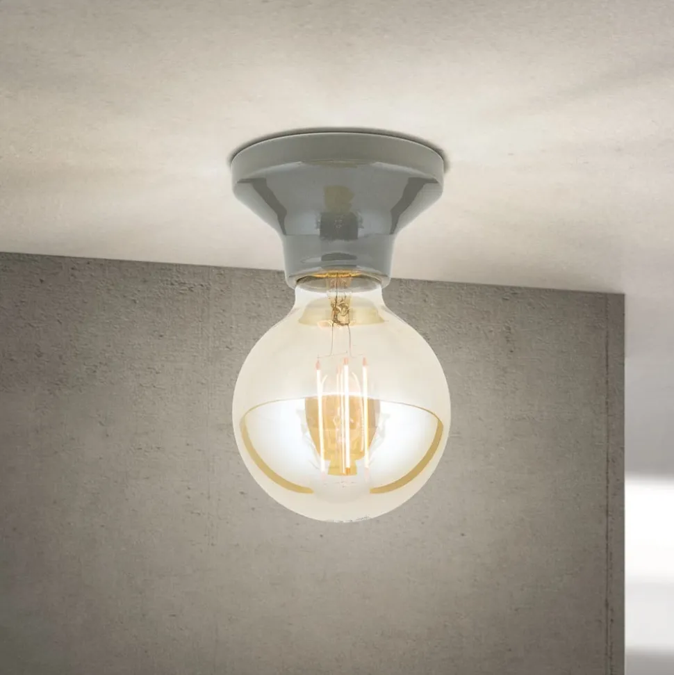 Loftlampe Frost, grå, keramik, E27