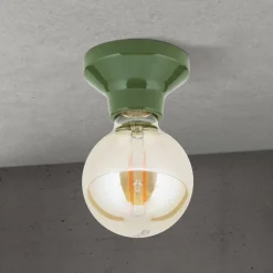 Loftlampe Frost, grøn, keramik, E27