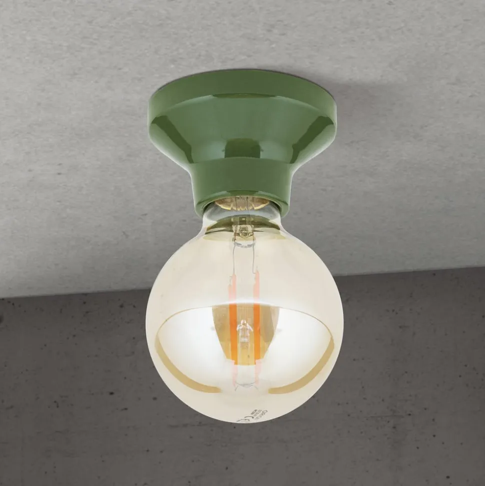 Loftlampe Frost, grøn, keramik, E27