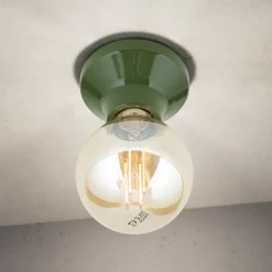 Loftlampe Frost, grøn, keramik, E27