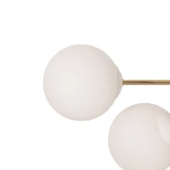 Loftlampe Glassy, 6 lyskilder, hvid/guld/opal