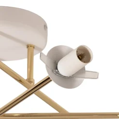 Loftlampe Glassy, 6 lyskilder, hvid/guld/opal