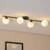 Loftlampe Glassy, 4 lyskilder, lineær, sort/opal
