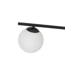 Loftlampe Glassy, 4 lyskilder, lineær, sort/opal