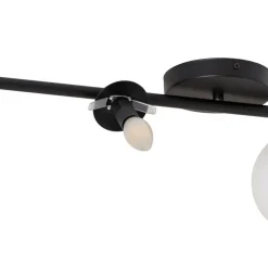 Loftlampe Glassy, 4 lyskilder, lineær, sort/opal