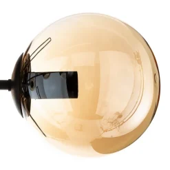 Loftlampe Glassy, sort, ravfarvet, glas, 6 lyskilder, E14