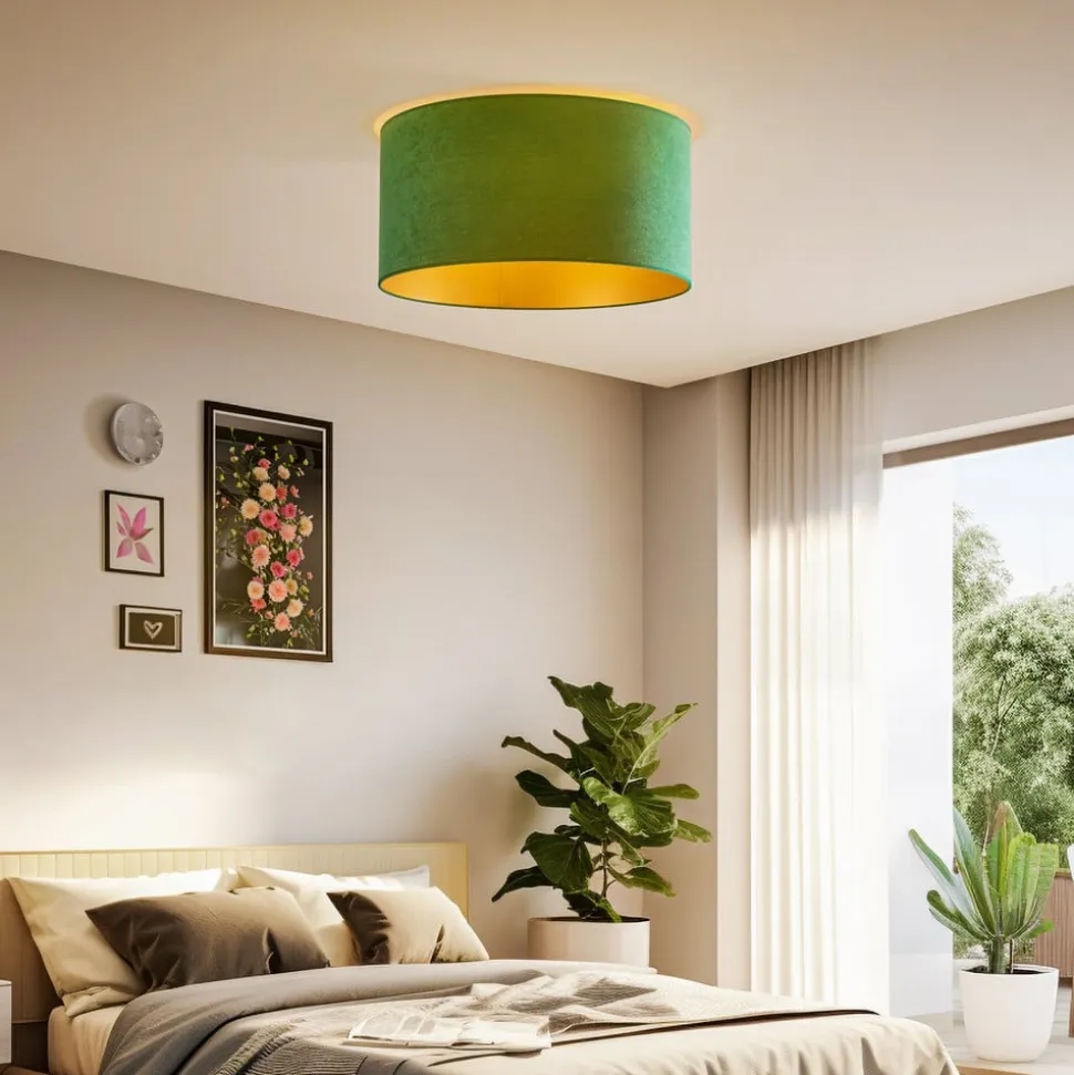 Loftlampe Golden Roller Ø 60 cm mørkegrøn/guld