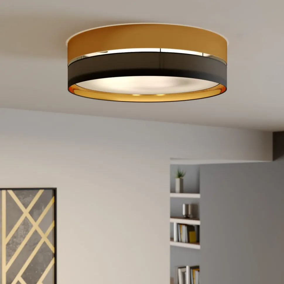 Loftlampe Hilton, sort/guld, Ø 60 cm