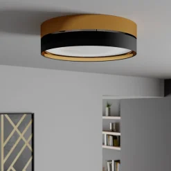 Loftlampe Hilton, sort/guld, Ø 60 cm