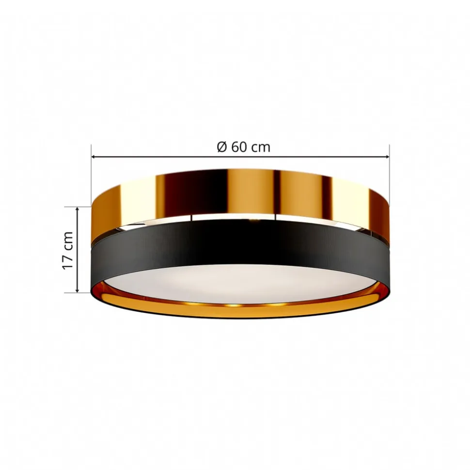 Loftlampe Hilton, sort/guld, Ø 60 cm
