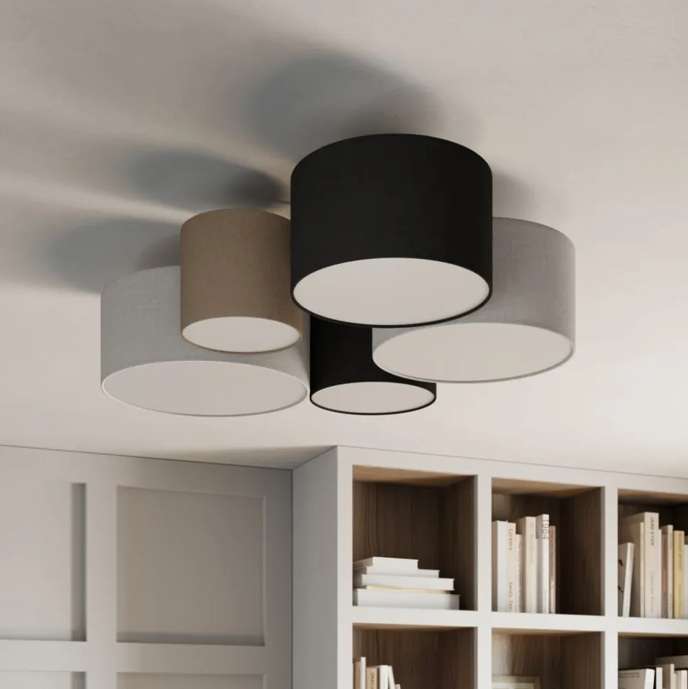 Loftlampe Hotel med fem tekstilskærme