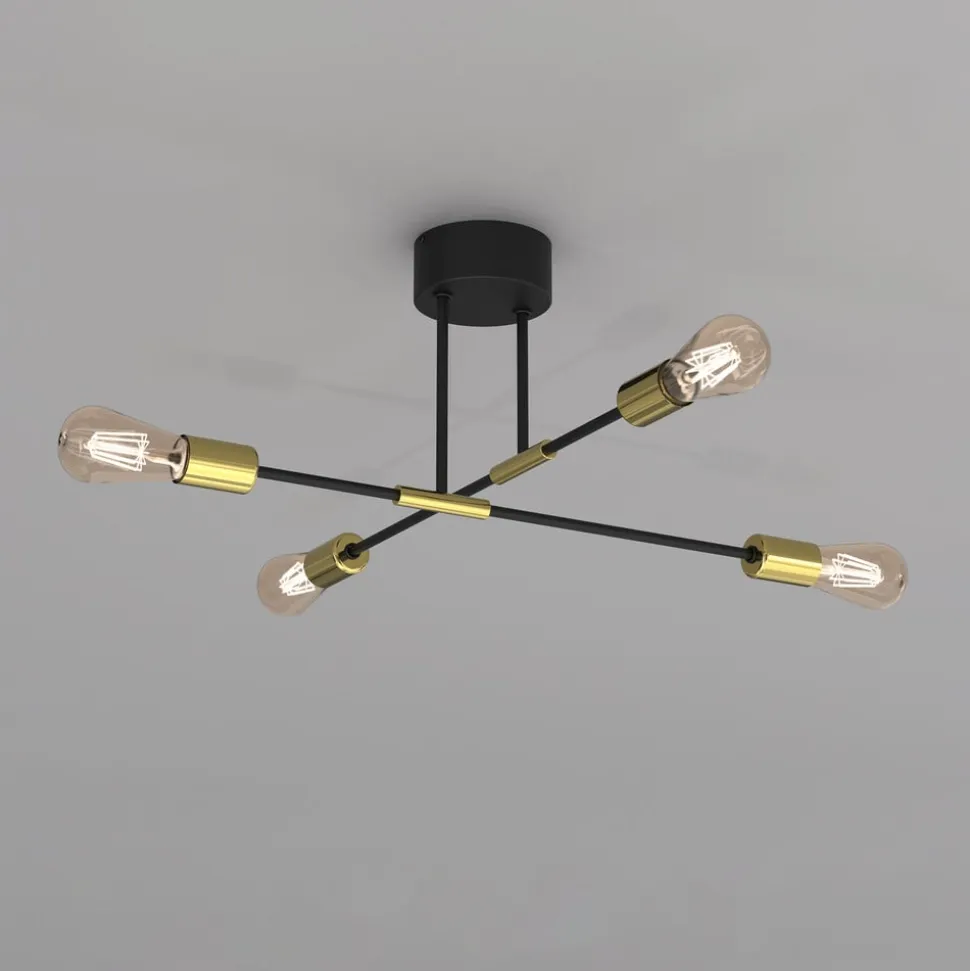 Loftlampe Ilia, sort/guld, 4 lyskilder