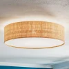 Loftlampe Leano beige rund af rattan