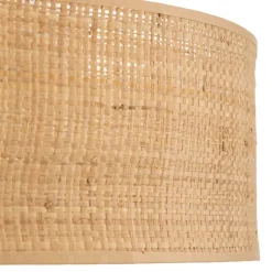 Loftlampe Leano beige rund af rattan