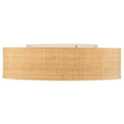 Loftlampe Leano beige rund af rattan