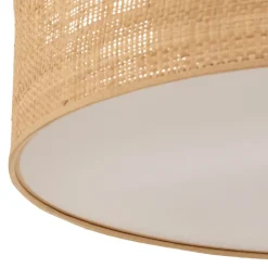 Loftlampe Leano beige rund af rattan