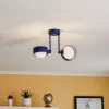 Loftlampe Mado i stål, blå, 2 lyskilder