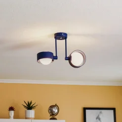 Loftlampe Mado i stål, blå, 2 lyskilder