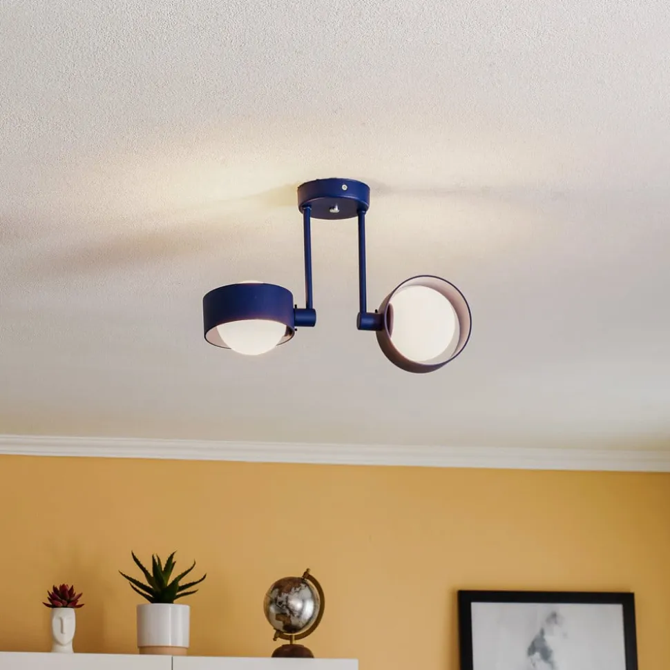 Loftlampe Mado i stål, blå, 2 lyskilder