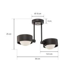 Loftlampe Mado i stål, blå, 2 lyskilder