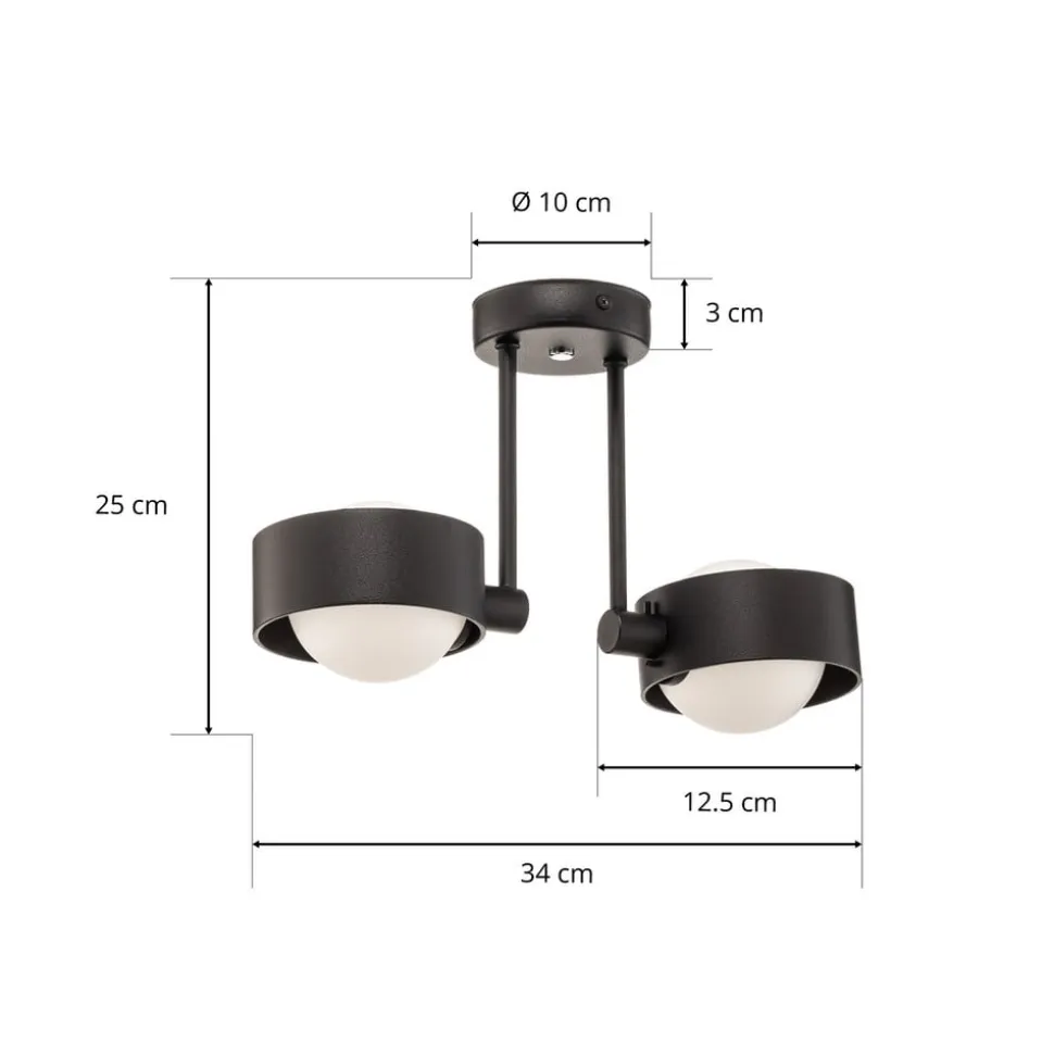 Loftlampe Mado i stål, blå, 2 lyskilder