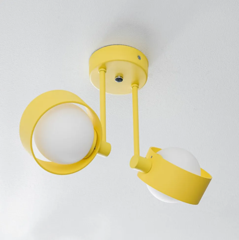Loftlampe Mado i stål, gul, 2 lyskilder