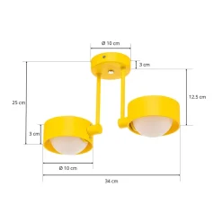 Loftlampe Mado i stål, gul, 2 lyskilder