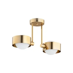 Loftlampe Mado, stål messingfarvet, glas opal, 2 lyskilder.