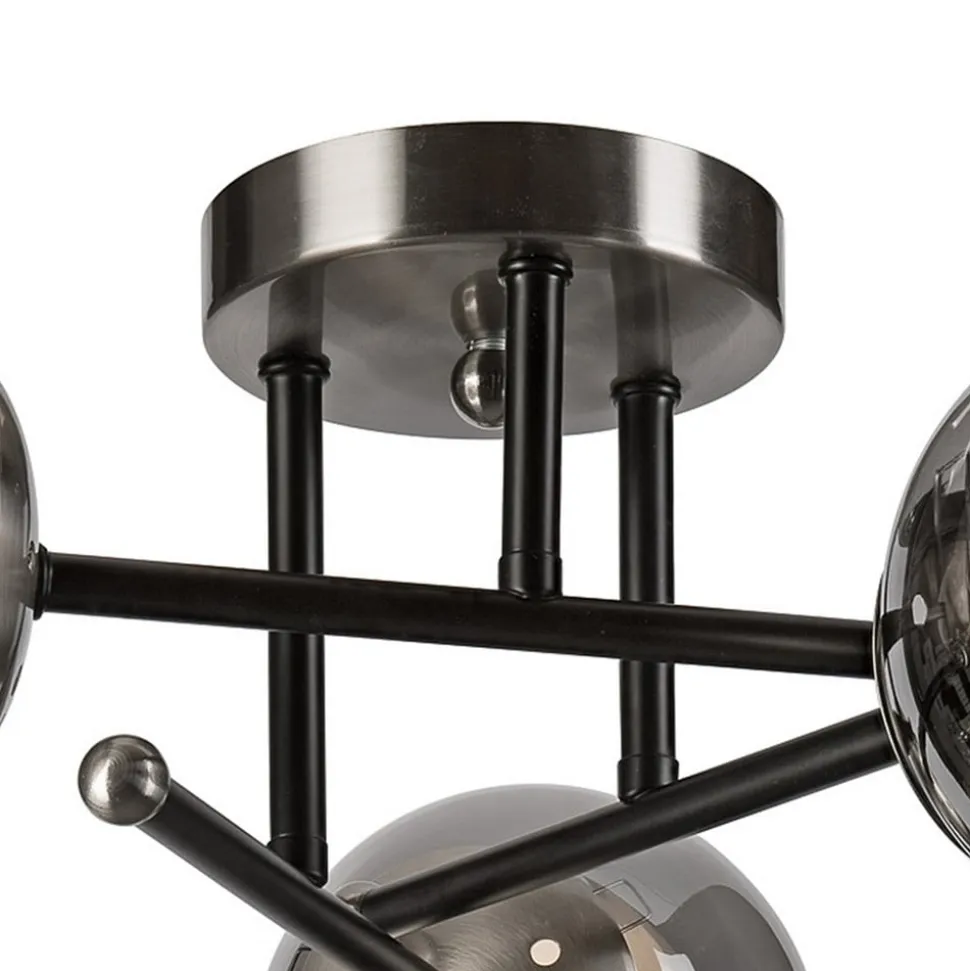 Loftlampe Malena, Ø 19 cm, røggrå, glas/metal 3 lyskilder.