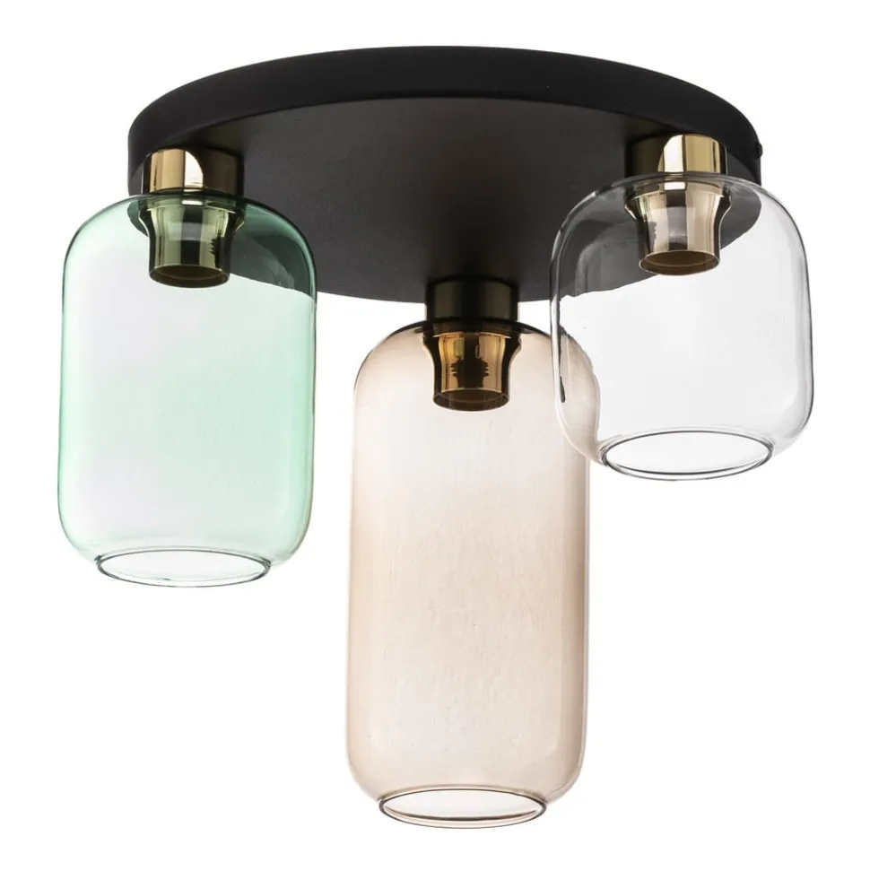 Loftlampe Marco Green, 3 lyskilder klar/grøn/brun