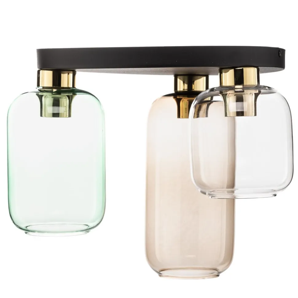 Loftlampe Marco Green, 3 lyskilder klar/grøn/brun