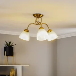 Loftlampe Miranda, 3 lyskilder, messing