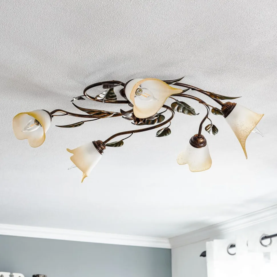 Loftlampe Miranda med 5 lyskilder, bronze