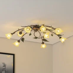 Loftlampe Miranda med 9 lyskilder, bronze
