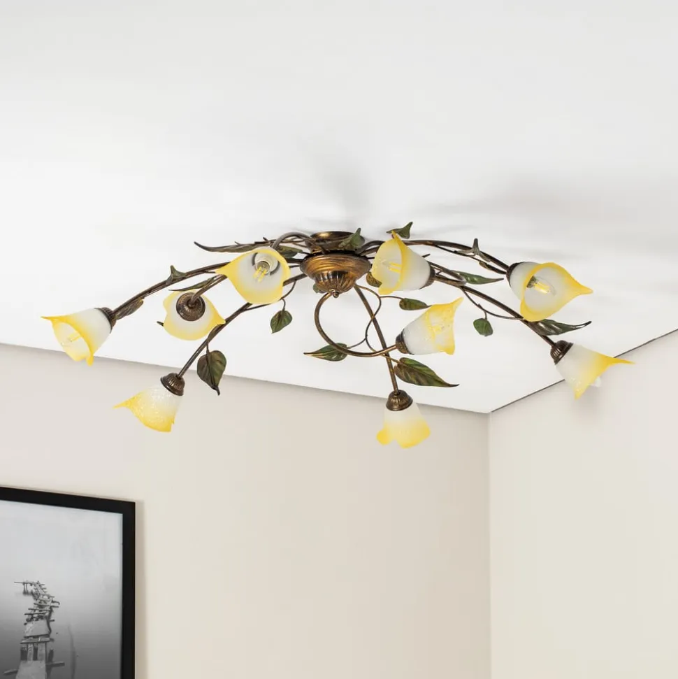 Loftlampe Miranda med 9 lyskilder, bronze