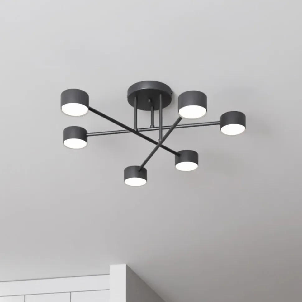 Loftlampe Modus 6, stål, 6 lyskilder, GX53, sort