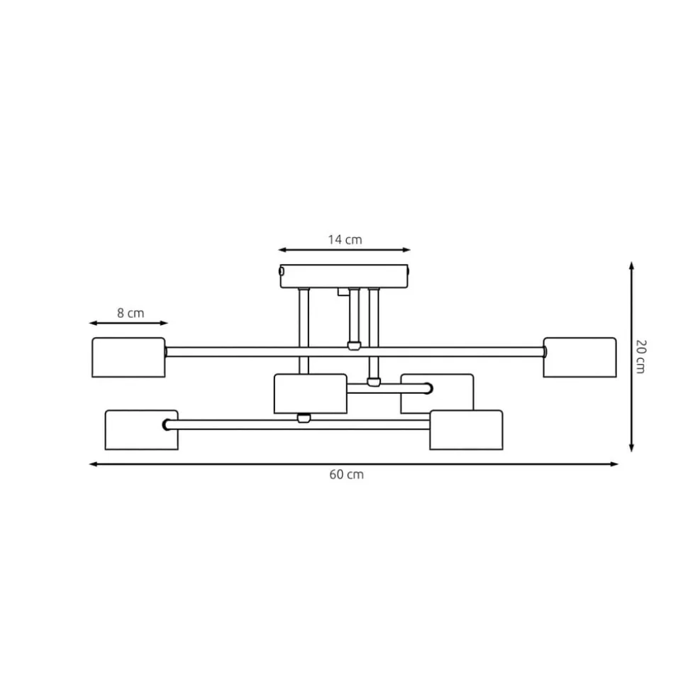 Loftlampe Modus 6, stål, 6 lyskilder, GX53, sort