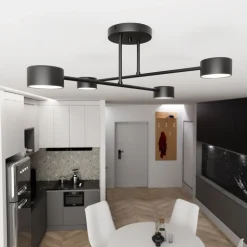 Loftlampe Modus 4, stål, 4 lyskilder, GX53, sort