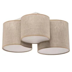 Loftlampe Mona Nature, 3 lyskilder, naturfarvet linned