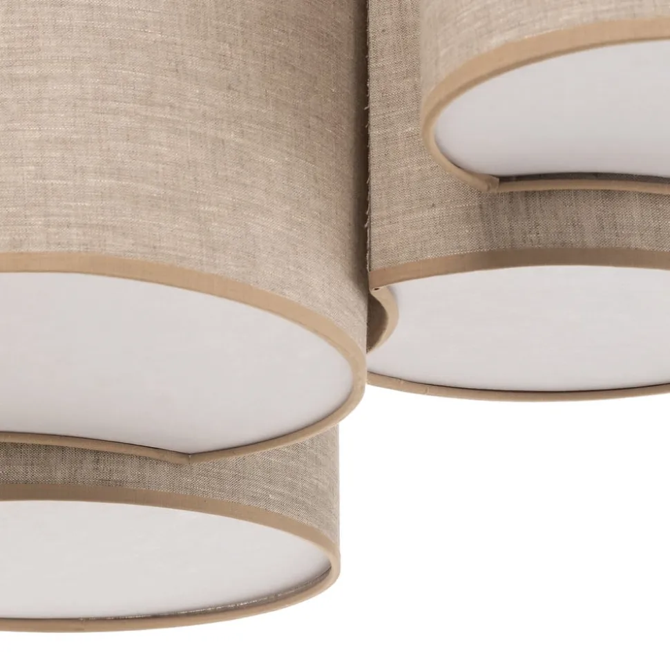 Loftlampe Mona Nature, 5 lyskilder, naturfarvet linned