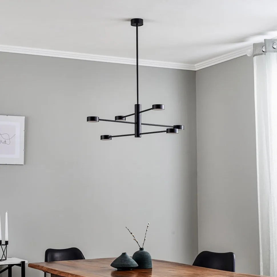 Loftlampe Orbit VI, sort, 6 lyskilder