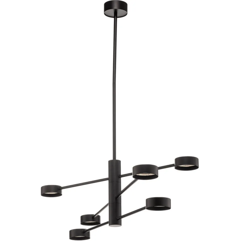 Loftlampe Orbit VI, sort, 6 lyskilder