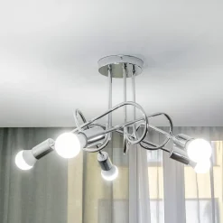 Loftlampe Oxford, krom, 5 lyskilder, Ø 47 cm, metal