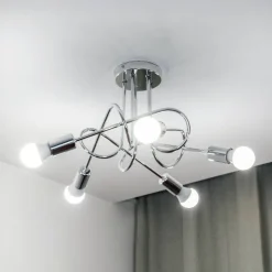 Loftlampe Oxford, krom, 5 lyskilder, Ø 47 cm, metal
