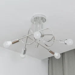 Loftlampe Oxford, krom, 5 lyskilder, Ø 47 cm, metal