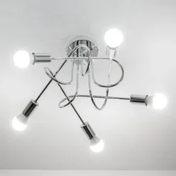 Loftlampe Oxford, krom, 5 lyskilder, Ø 47 cm, metal