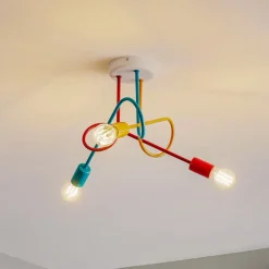 Loftlampe Oxford med 3 lyskilder orange/rød/turkis