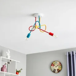 Loftlampe Oxford med 3 lyskilder orange/rød/turkis